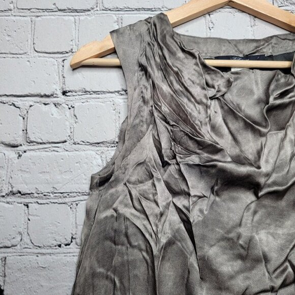 Les Copains 100% Silk Shell Marbled Gray Cowl Neck Sleeveless Dress Size Unknown - Picture 7 of 12